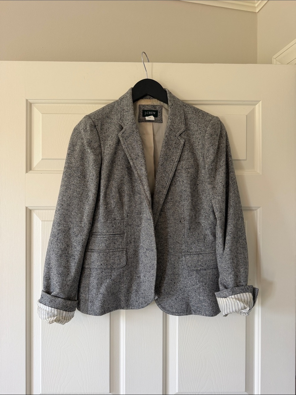 J. Crew Gray Heathered Tweed Blazer